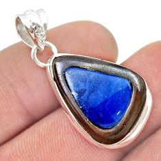 15.16cts natural blue opal cameo on black onyx pear 925 silver pendant d48805
