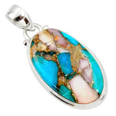 Clearance Sale- 16.73cts natural blue opal in turquoise 925 sterling silver pendant r36201