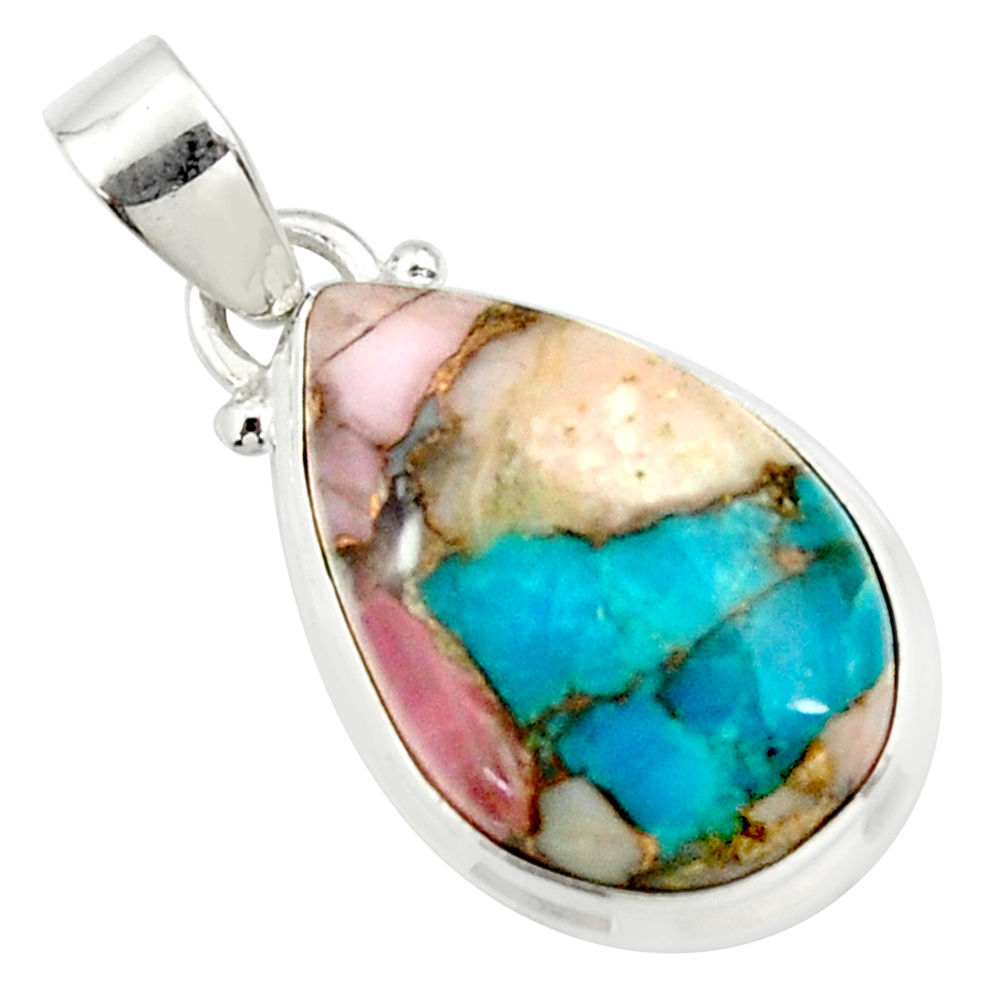 14.23cts natural blue opal in turquoise 925 sterling silver pendant r36206