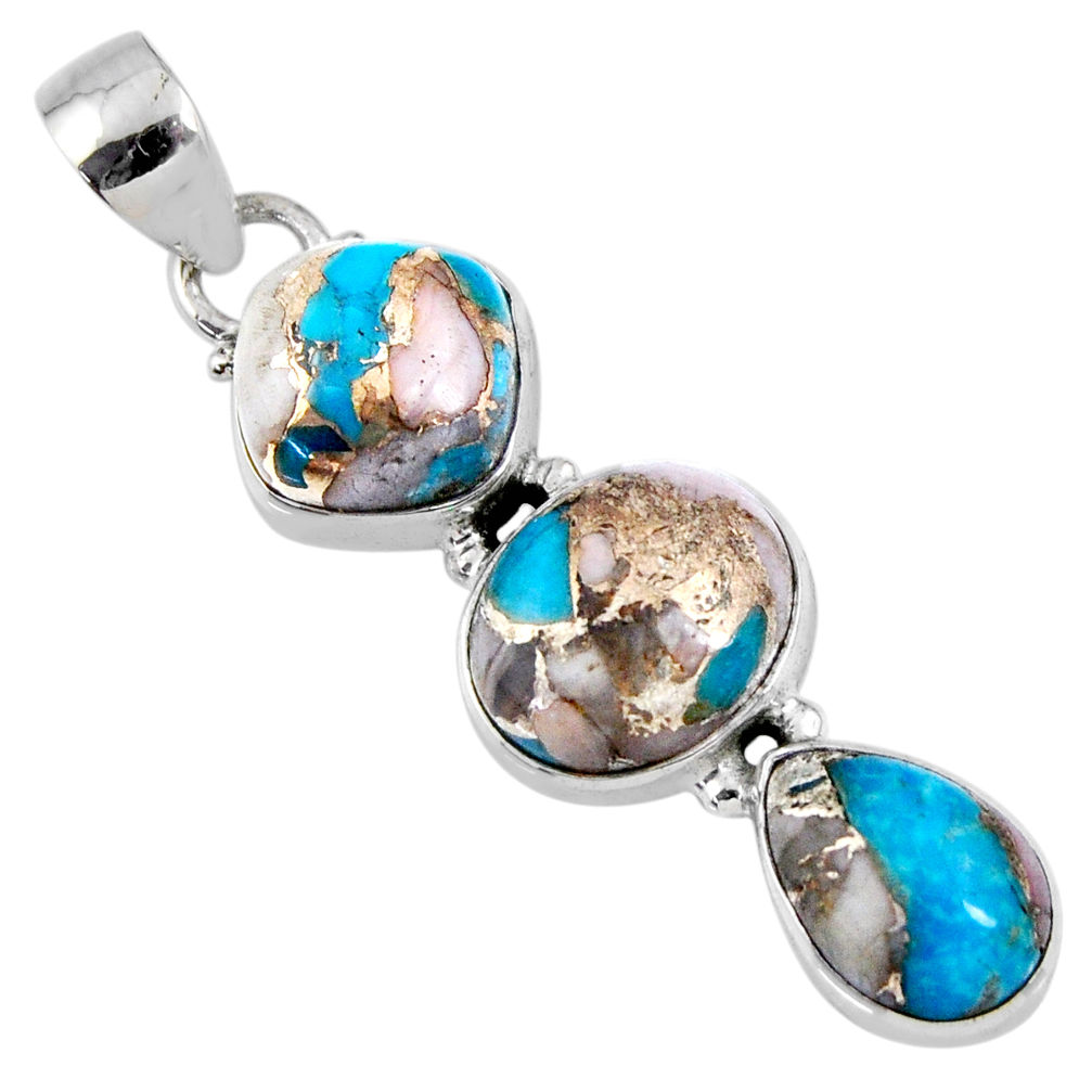 15.08cts natural blue opal in turquoise 925 sterling silver pendant r56206