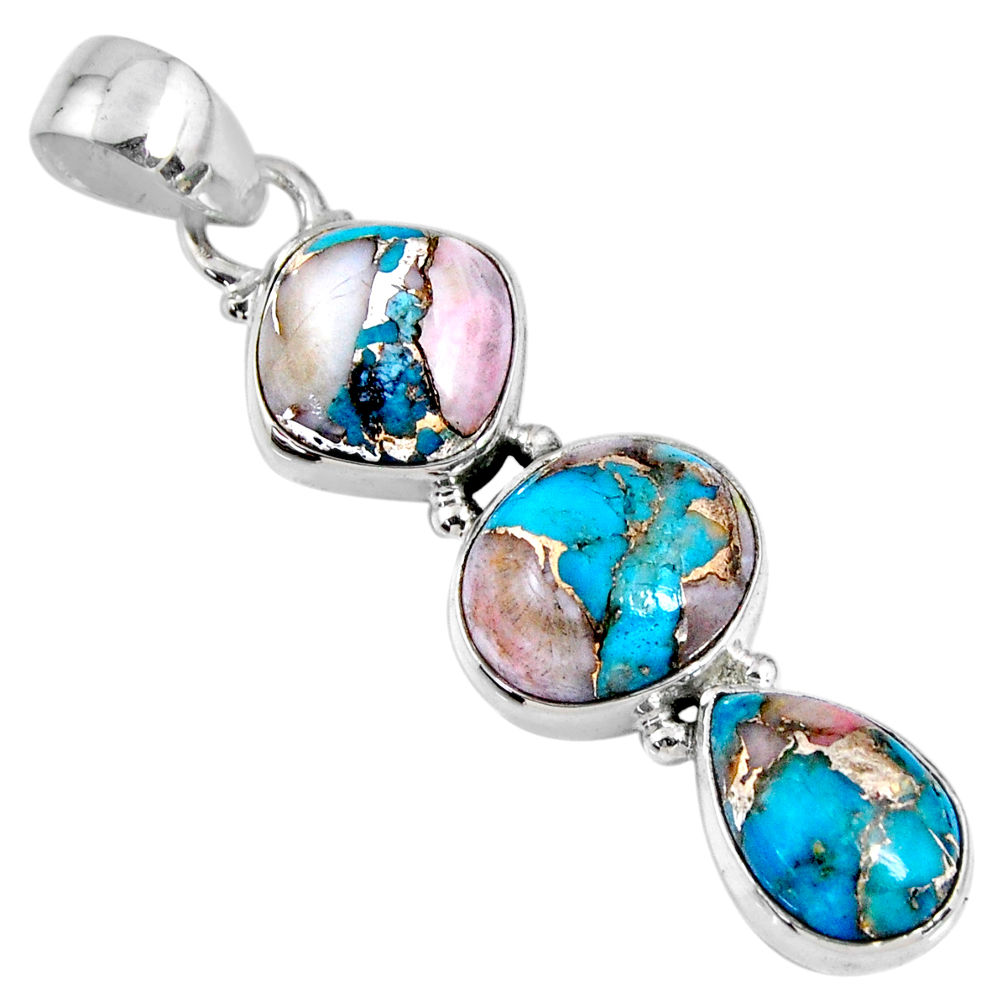 14.68cts natural blue opal in turquoise 925 sterling silver pendant r56218