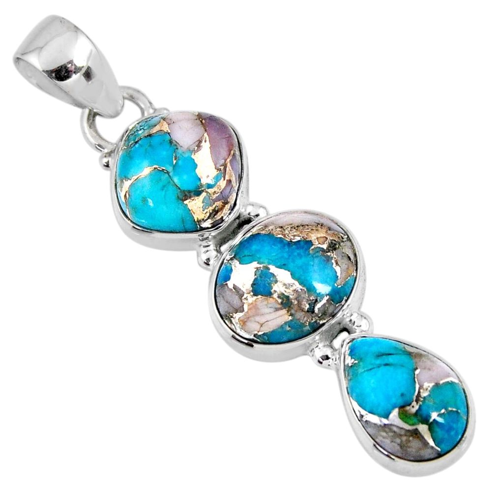 14.23cts natural blue opal in turquoise oval 925 sterling silver pendant r56201
