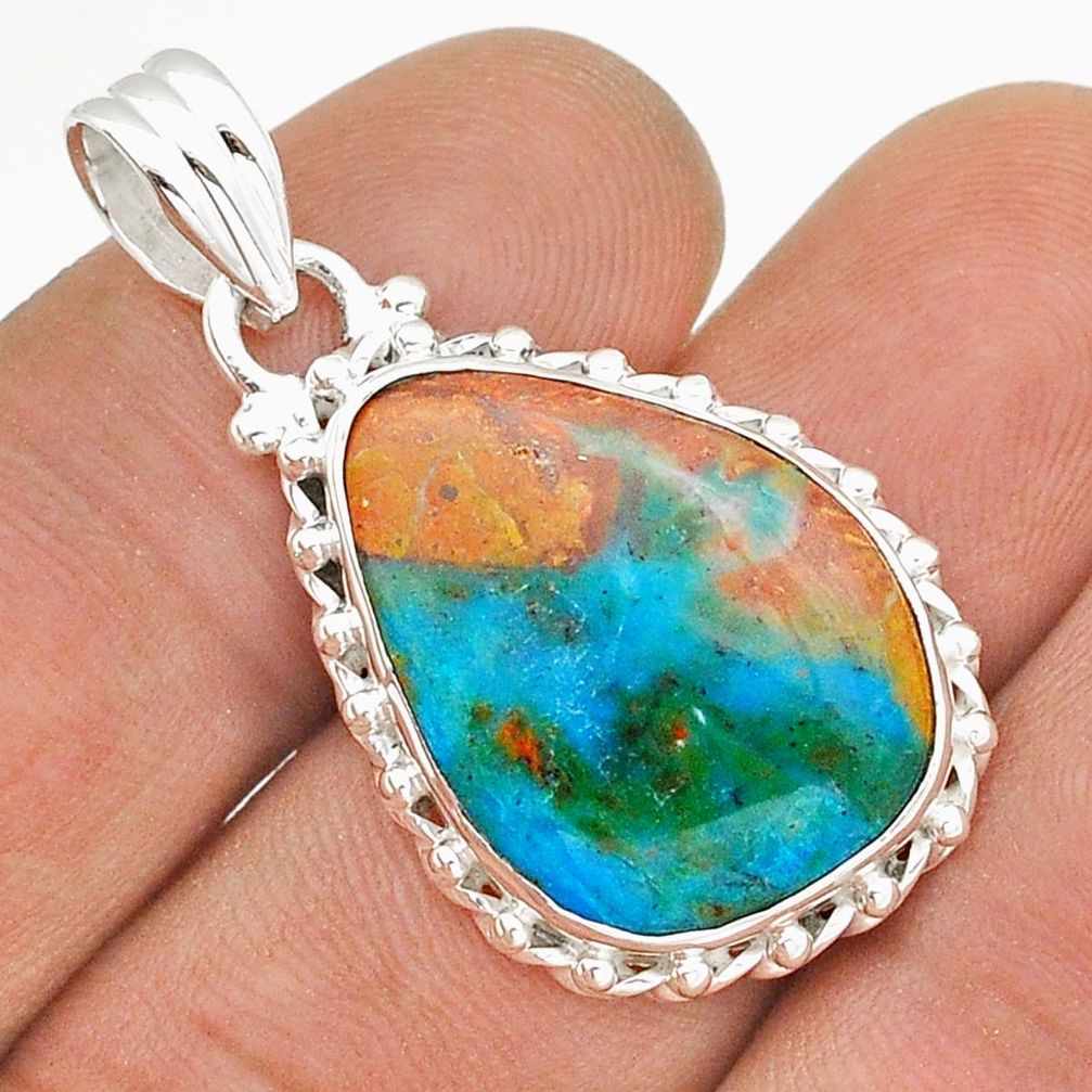 13.61cts natural blue opaline fancy 925 sterling silver pendant jewelry u86685