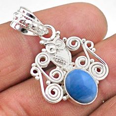 3.91cts natural blue owyhee opal 925 sterling silver owl pendant jewelry t64794