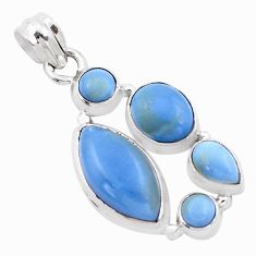 Clearance Sale- 14.02cts natural blue owyhee opal 925 sterling silver pendant jewelry p13879