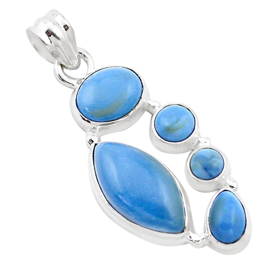 13.71cts natural blue owyhee opal 925 sterling silver pendant jewelry p13880