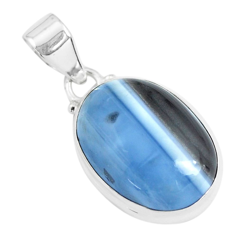 15.65cts natural blue owyhee opal 925 sterling silver pendant jewelry p46180