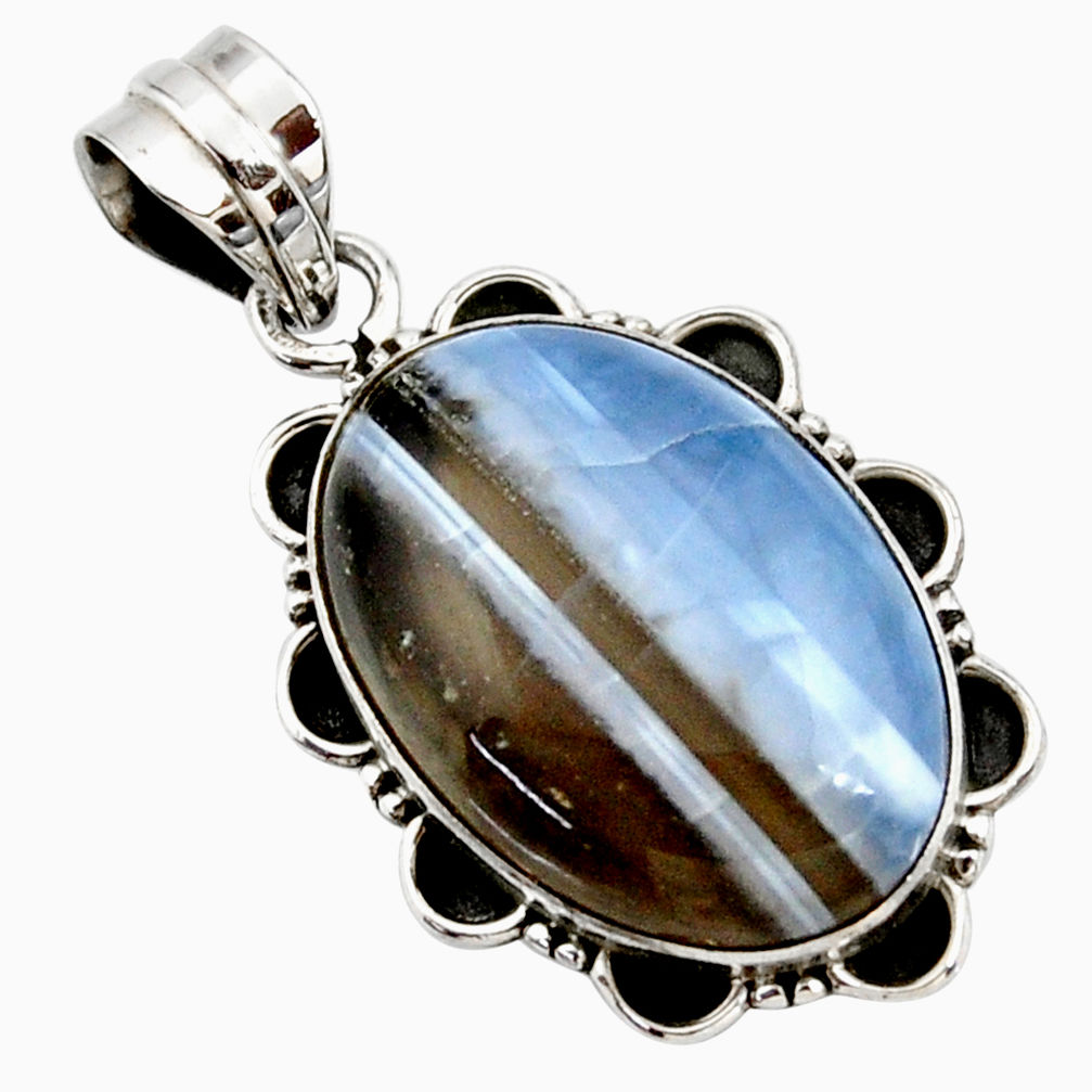 17.57cts natural blue owyhee opal 925 sterling silver pendant jewelry r27732