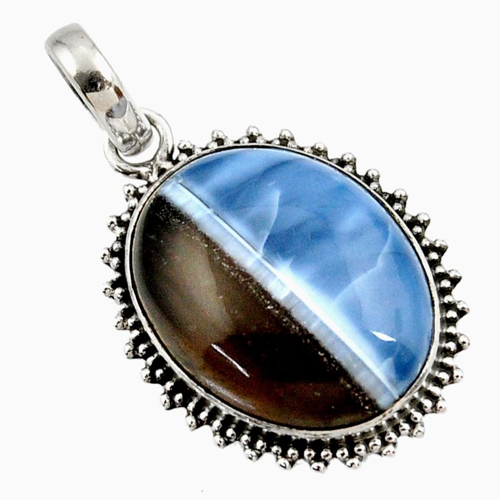 19.23cts natural blue owyhee opal 925 sterling silver pendant jewelry r27944