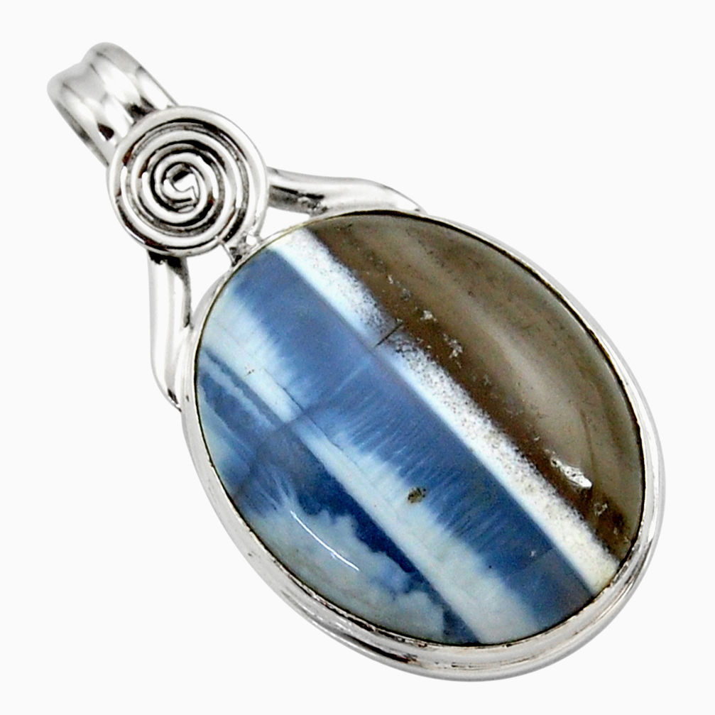 19.23cts natural blue owyhee opal 925 sterling silver pendant jewelry r27946