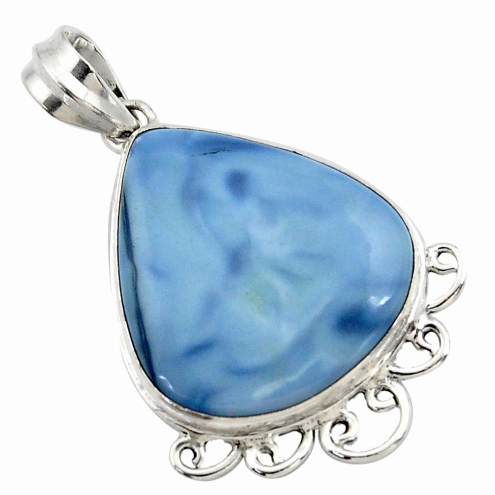 19.23cts natural blue owyhee opal 925 sterling silver pendant jewelry r27950