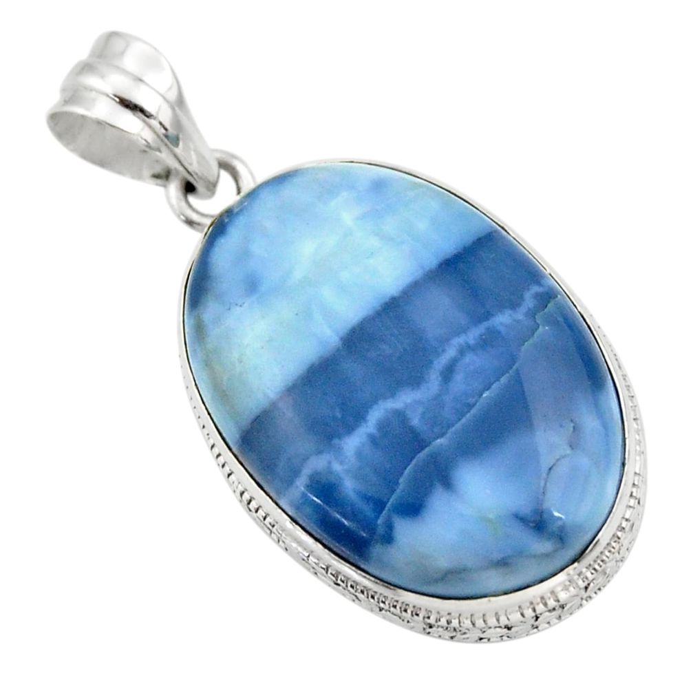 20.35cts natural blue owyhee opal 925 sterling silver pendant jewelry r32156