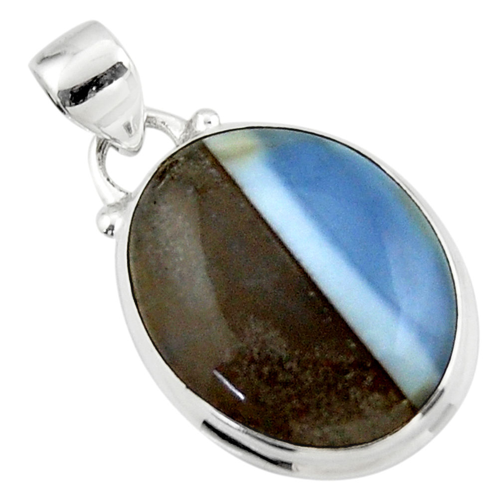 12.65cts natural blue owyhee opal 925 sterling silver pendant jewelry r46402