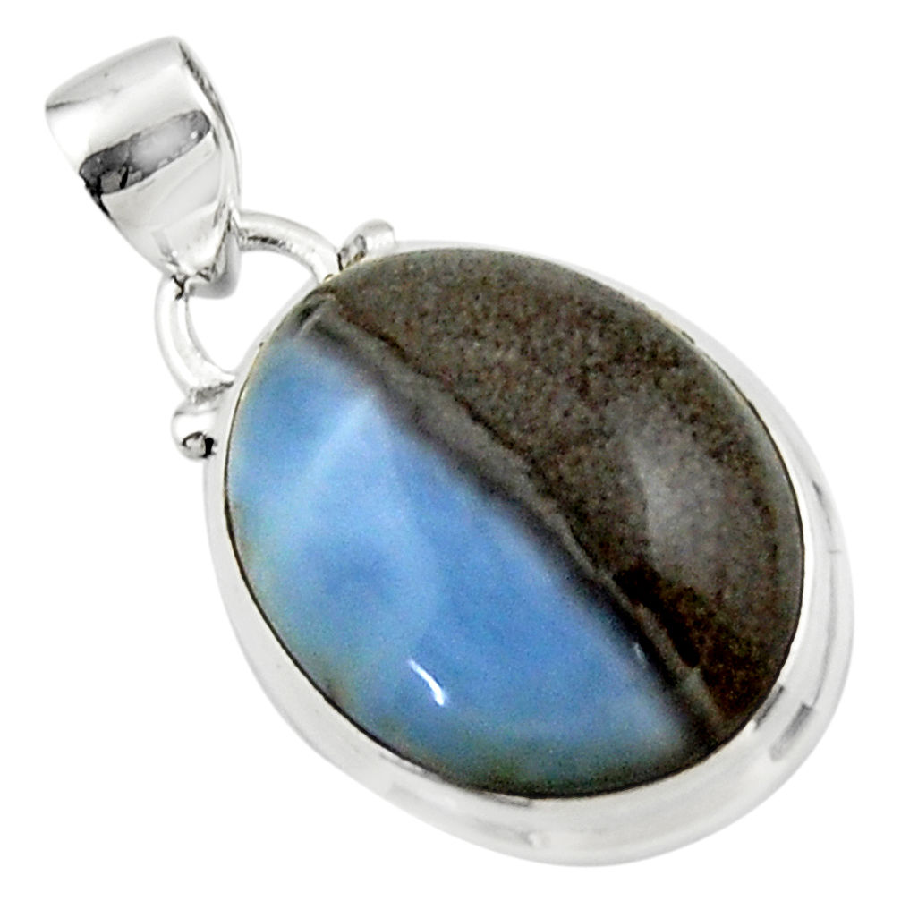 12.85cts natural blue owyhee opal 925 sterling silver pendant jewelry r46404