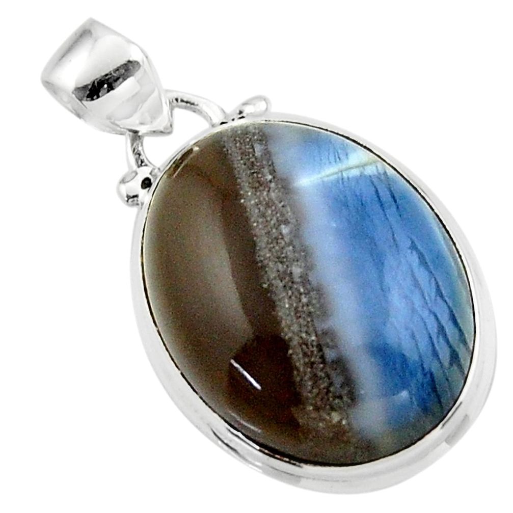 15.70cts natural blue owyhee opal 925 sterling silver pendant jewelry r46406