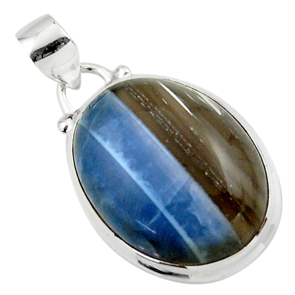 14.85cts natural blue owyhee opal 925 sterling silver pendant jewelry r46407