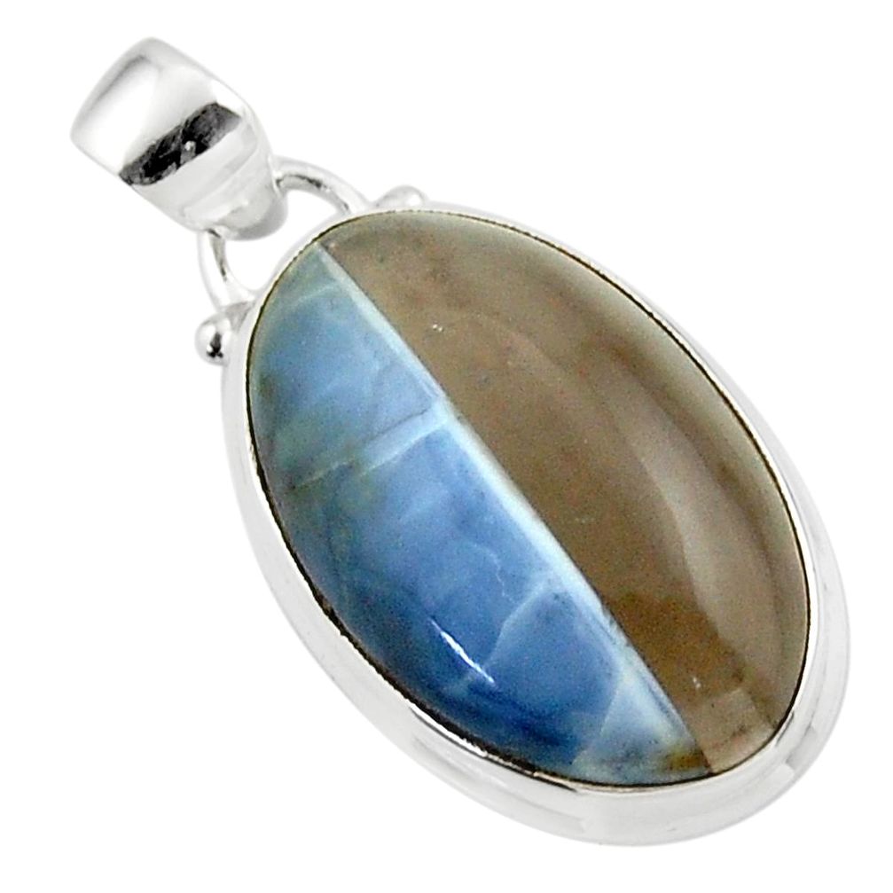 13.65cts natural blue owyhee opal 925 sterling silver pendant jewelry r46410