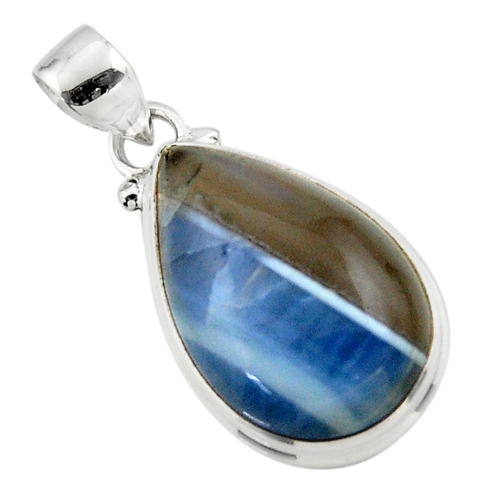 13.73cts natural blue owyhee opal 925 sterling silver pendant jewelry r46413