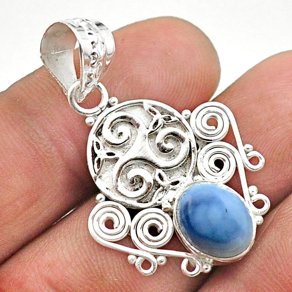 4.22cts natural blue owyhee opal 925 sterling silver pendant jewelry t64866