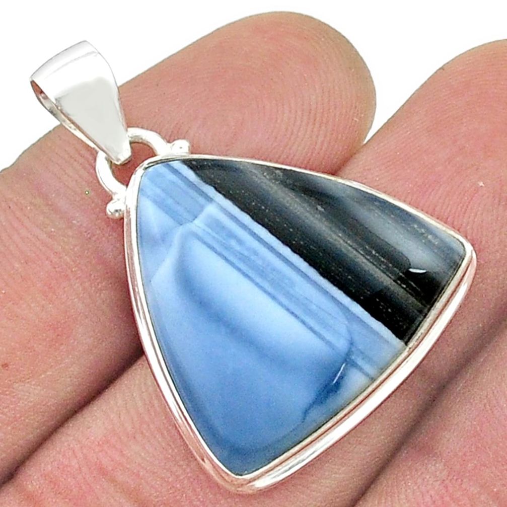 15.82cts natural blue owyhee opal 925 sterling silver pendant jewelry u50817