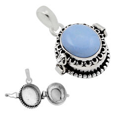 5.28cts natural blue owyhee opal 925 sterling silver poison box pendant n34561