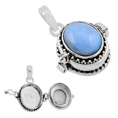 5.60cts natural blue owyhee opal 925 sterling silver poison box pendant n34565