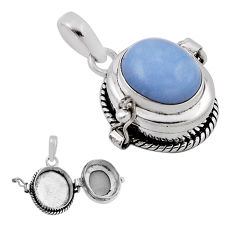 5.21cts natural blue owyhee opal 925 sterling silver poison box pendant n34569