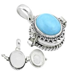 5.00cts natural blue owyhee opal 925 sterling silver poison box pendant t52722