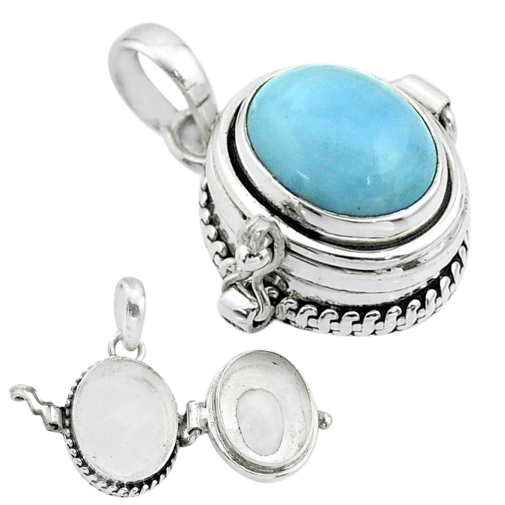 5.18cts natural blue owyhee opal 925 sterling silver poison box pendant t52723