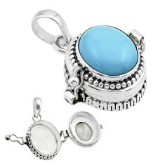 4.82cts natural blue owyhee opal 925 sterling silver poison box pendant t52726