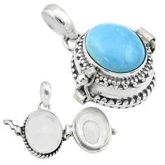5.01cts natural blue owyhee opal 925 sterling silver poison box pendant t52731