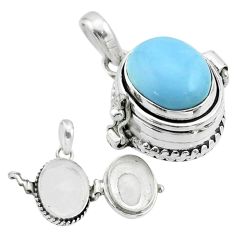 4.99cts natural blue owyhee opal 925 sterling silver poison box pendant t52732