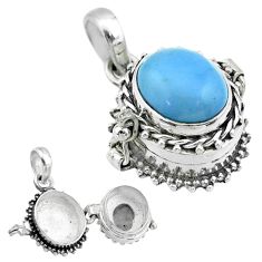 5.18cts natural blue owyhee opal 925 sterling silver poison box pendant t52737