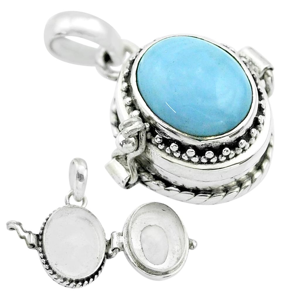 4.83cts natural blue owyhee opal 925 sterling silver poison box pendant t52747