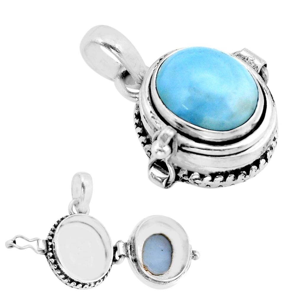5.18cts natural blue owyhee opal 925 sterling silver poison box pendant y62400