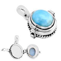 5.18cts natural blue owyhee opal 925 sterling silver poison box pendant y62400