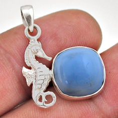 5.49cts natural blue owyhee opal 925 sterling silver seahorse pendant n47071