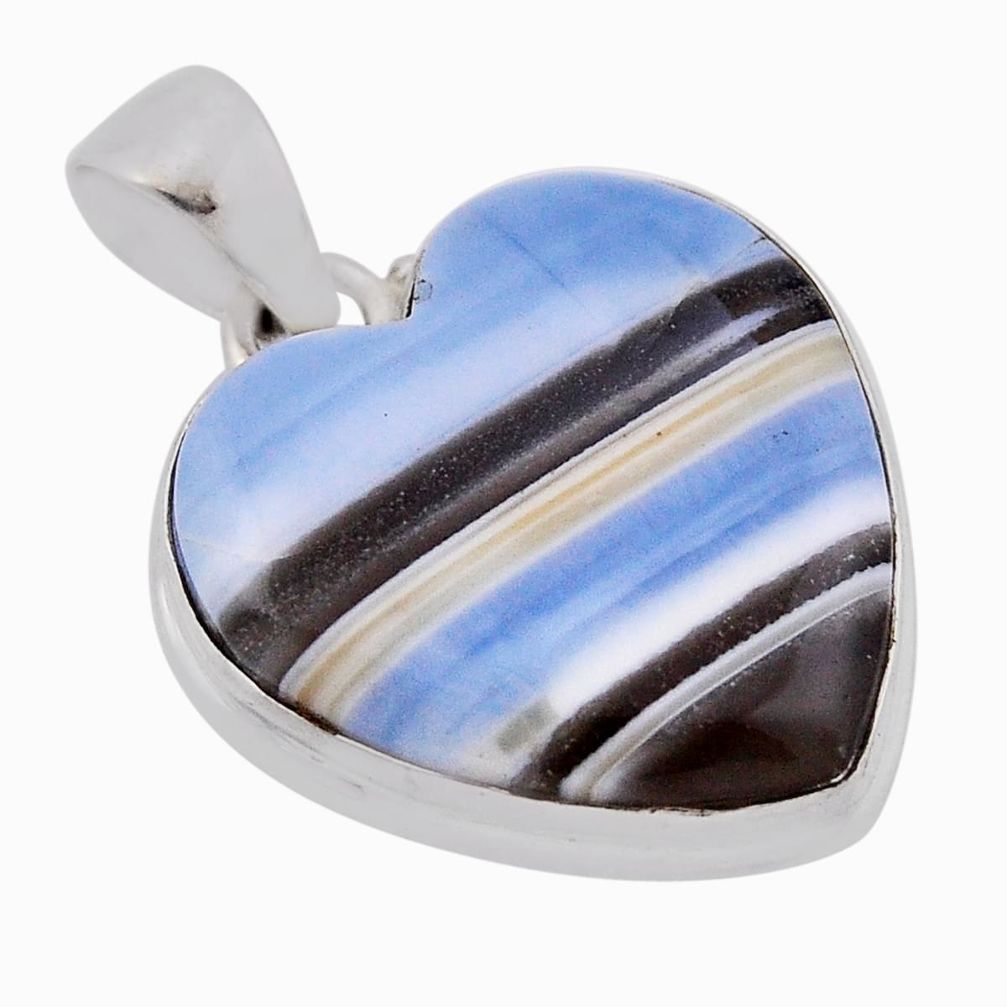 14.35cts natural blue owyhee opal heart shape 925 silver pendant jewelry n37698