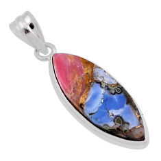 16.32cts natural blue owyhee opal marquise 925 silver pendant jewelry n36593