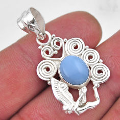 4.02cts natural blue owyhee opal oval 925 sterling silver angel pendant y43978