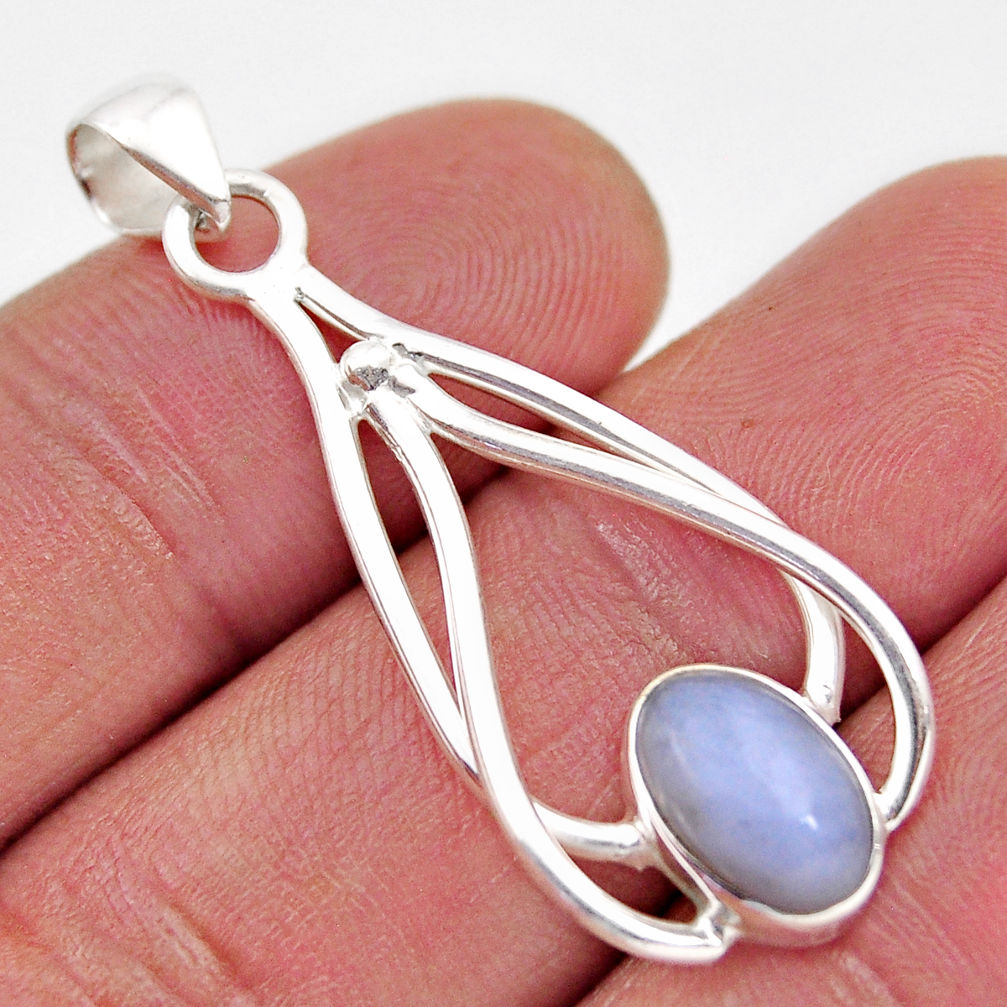 2.72cts natural blue owyhee opal oval 925 sterling silver pendant jewelry y90218