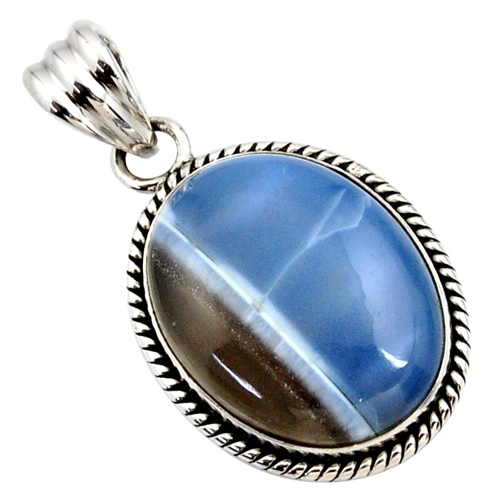 19.20cts natural blue owyhee opal oval 925 sterling silver pendant r27945