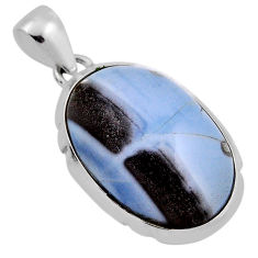 14.09cts natural blue owyhee opal oval sterling silver pendant jewelry n25044