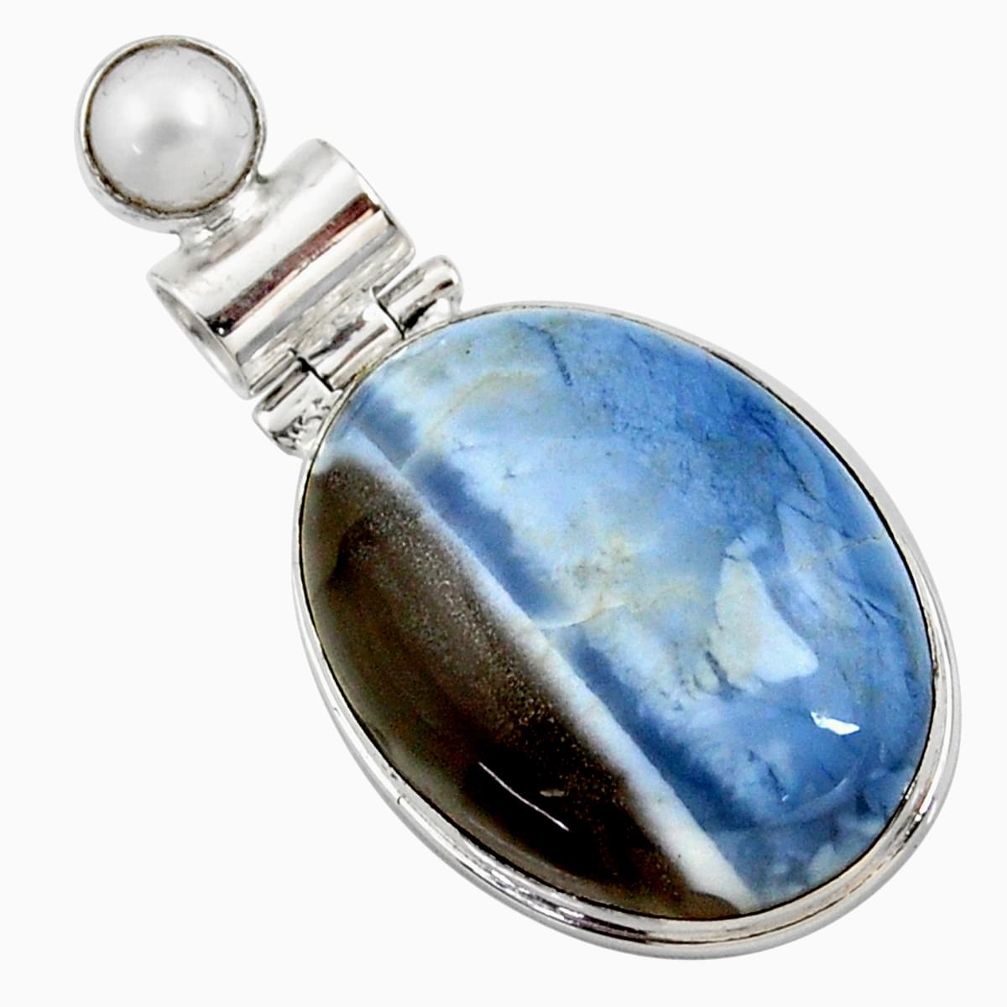 19.23cts natural blue owyhee opal pearl 925 sterling silver pendant r27949