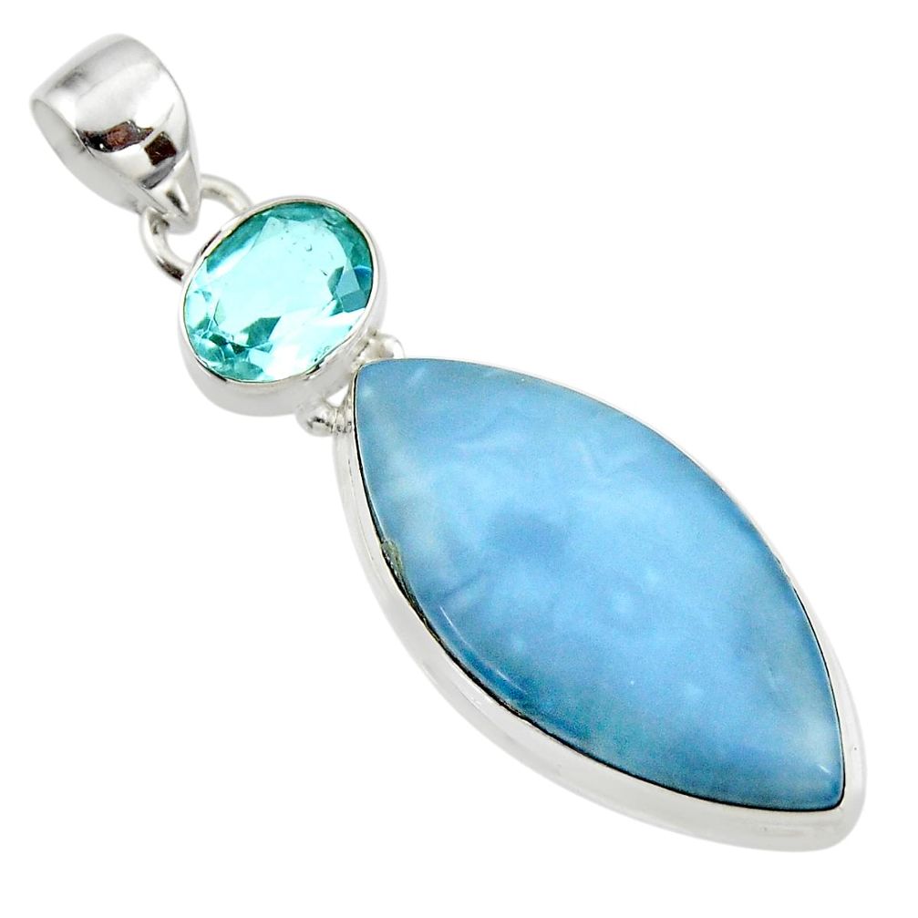 17.42cts natural blue owyhee opal topaz 925 sterling silver pendant r44936