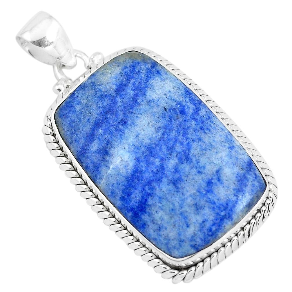  blue quartz palm stone 925 sterling silver pendant p40714