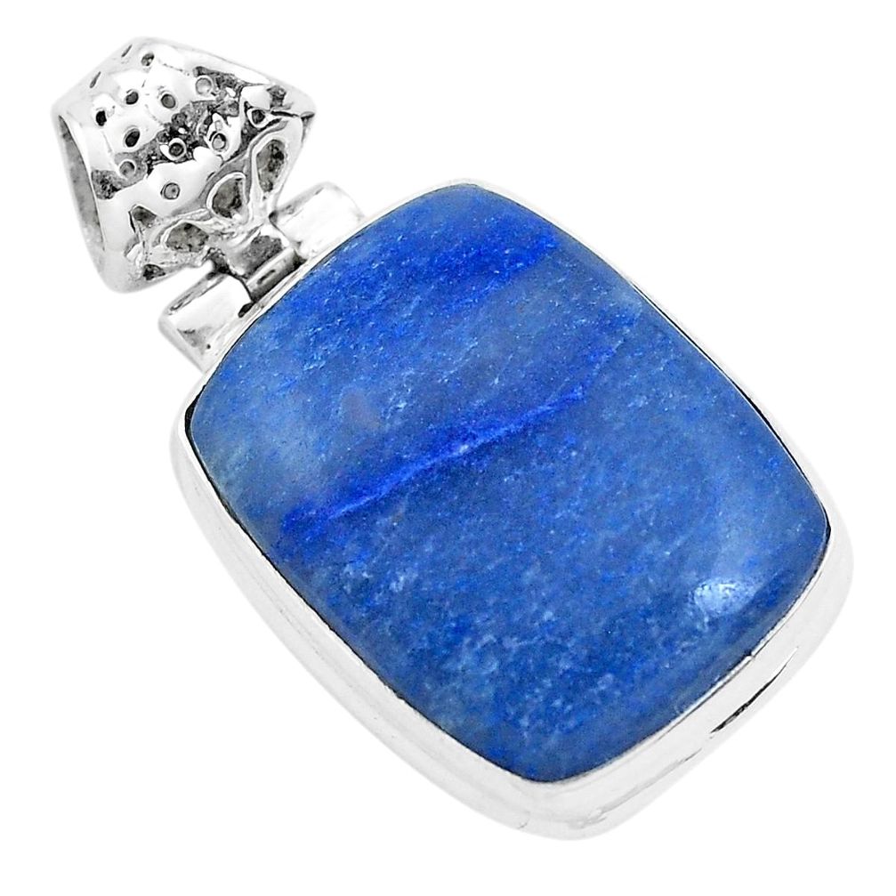  blue quartz palm stone 925 sterling silver pendant p40715