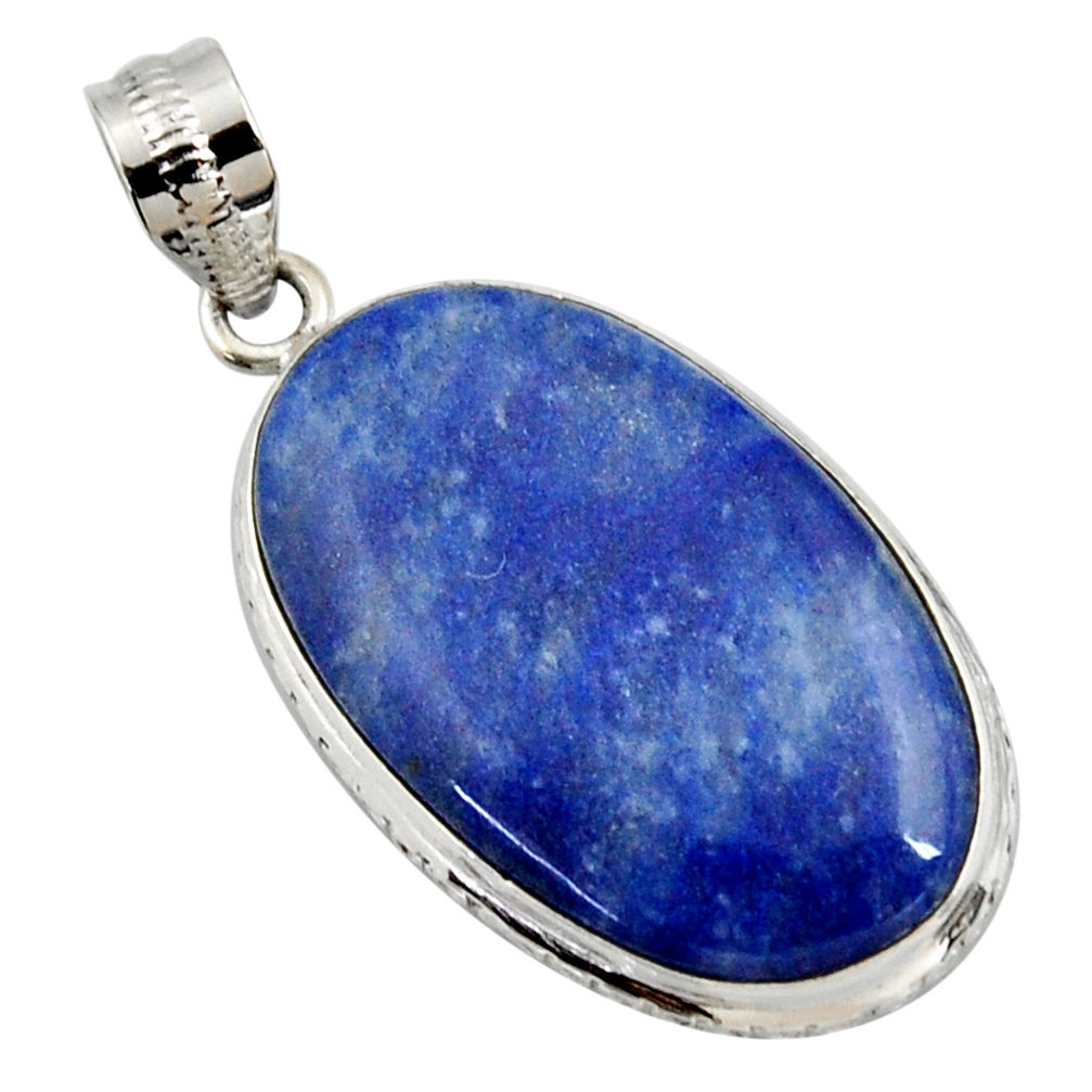 17.57cts natural blue quartz palm stone 925 sterling silver pendant r27764