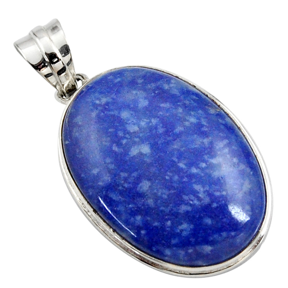 18.68cts natural blue quartz palm stone 925 sterling silver pendant r27888