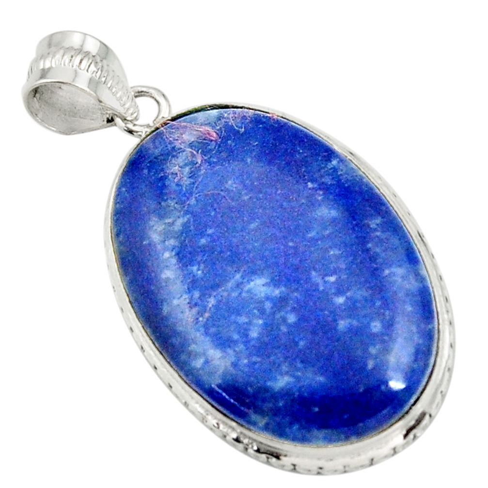 25.60cts natural blue quartz palm stone 925 sterling silver pendant r32021